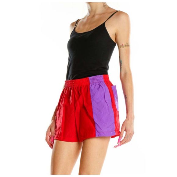 Urban Outfitters Pants - URBAN RENEWAL Red Purple Colorblock Reworked Shorts